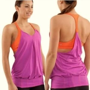 Lululemon ‘No Limits’ Tank in a heathered Paris Pink and orange. Like new!